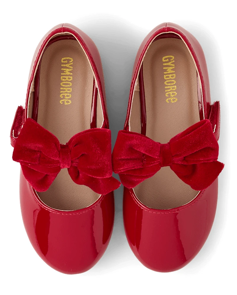 Girls Bow Ballet Flats - Royal Christmas