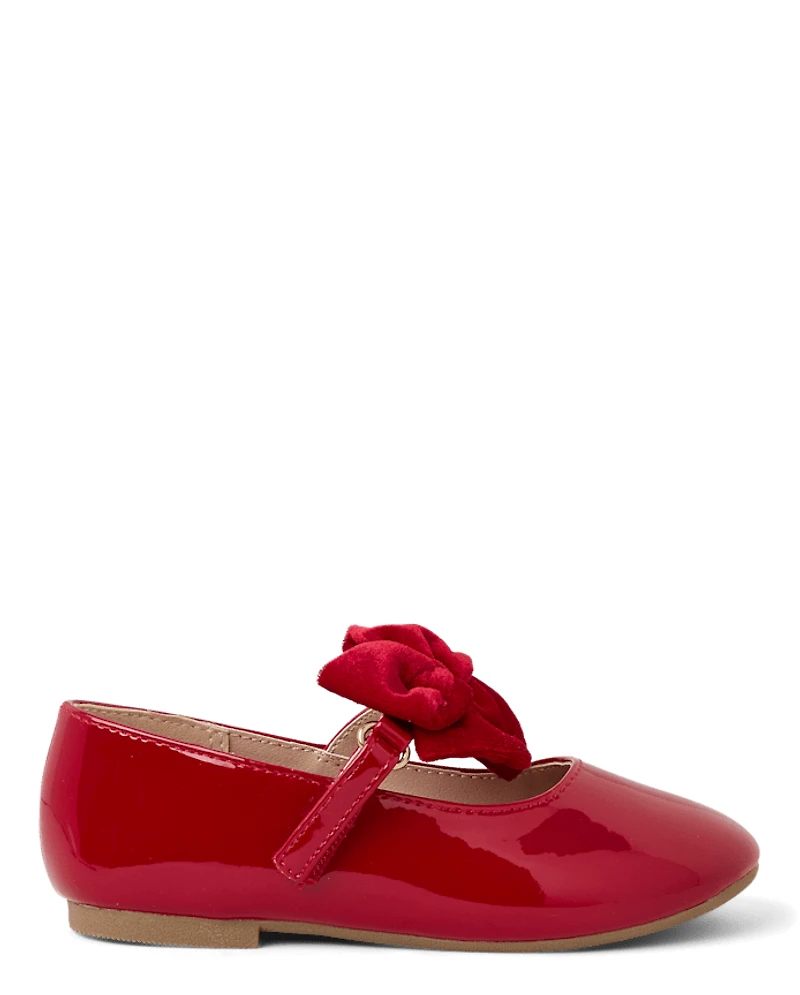 Girls Bow Ballet Flats - Royal Christmas