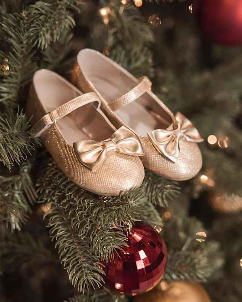 Girls Shimmer Bow Ballet Flats - Royal Christmas
