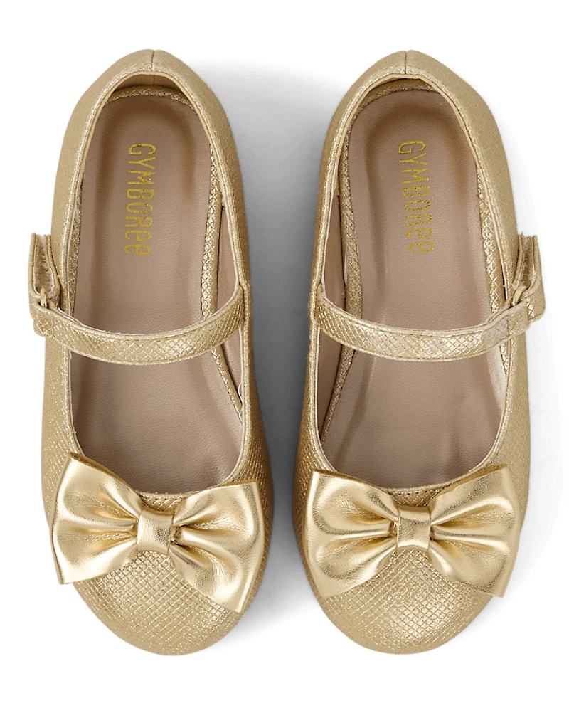 Girls Shimmer Bow Ballet Flats - Royal Christmas