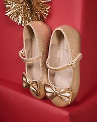 Girls Shimmer Bow Ballet Flats - Royal Christmas