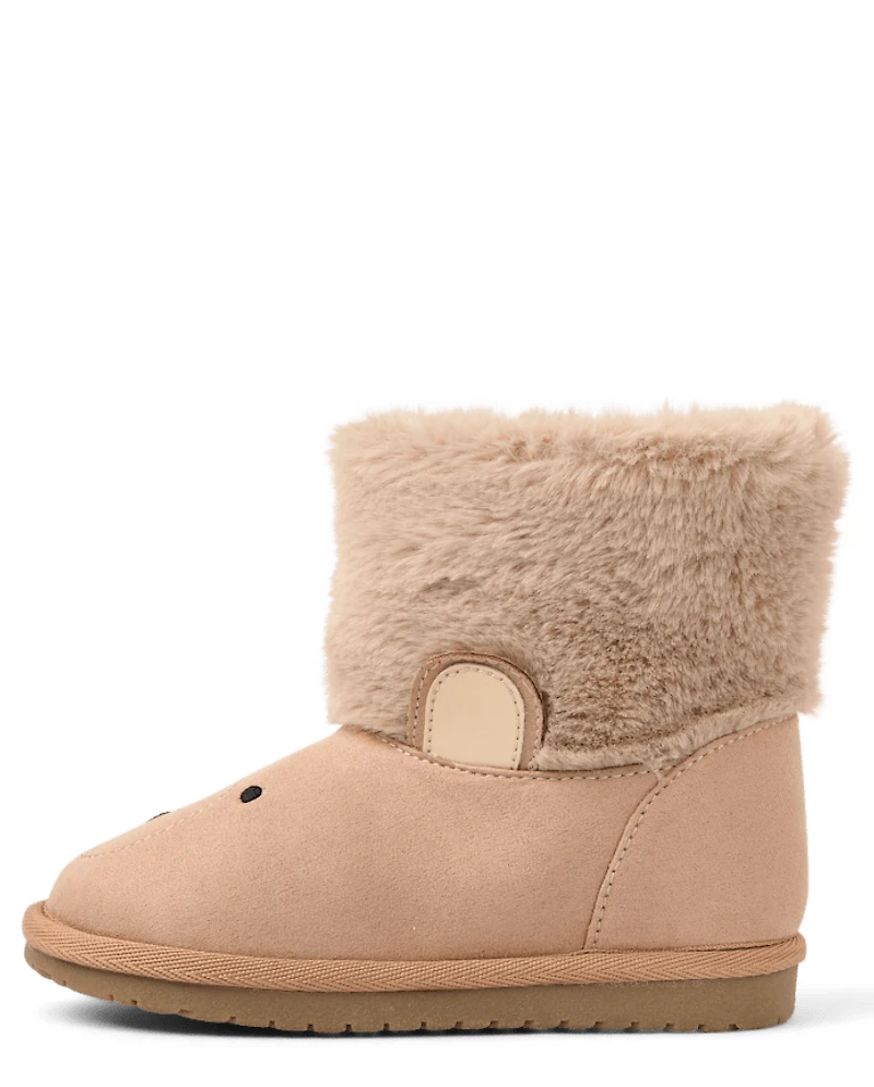 Bottes chalet ours brodées pour enfants - Premier gel