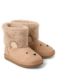 Kids Embroidered Bear Chalet Boots - First Frost