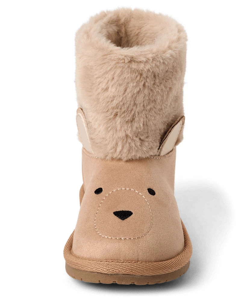 Bottes chalet ours brodées pour enfants - Premier gel