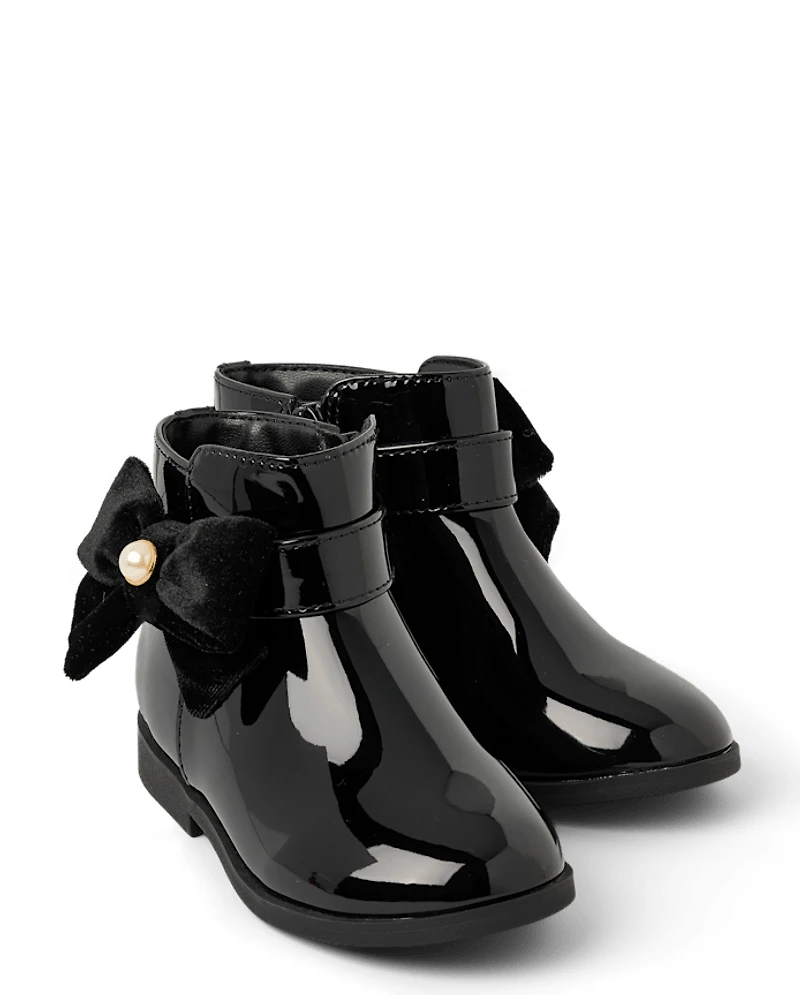 Girls Bow Booties - Petit Paris