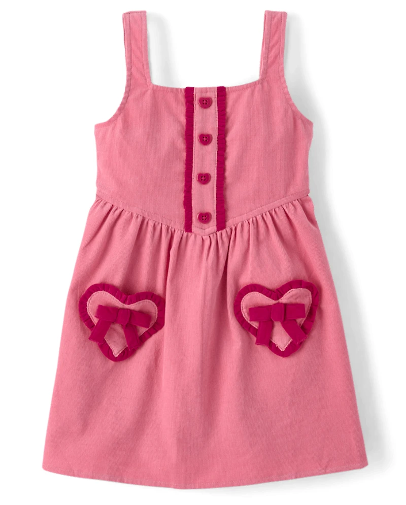 Pull en velours côtelé à volants et cœurs pour fille - Mon Cheri