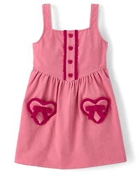 Pull en velours côtelé à volants et cœurs pour fille - Mon Cheri