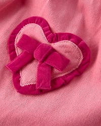 Girls Ruffle Heart Corduroy Jumper - Mon Cheri
