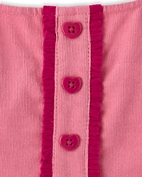 Pull en velours côtelé à volants et cœurs pour fille - Mon Cheri