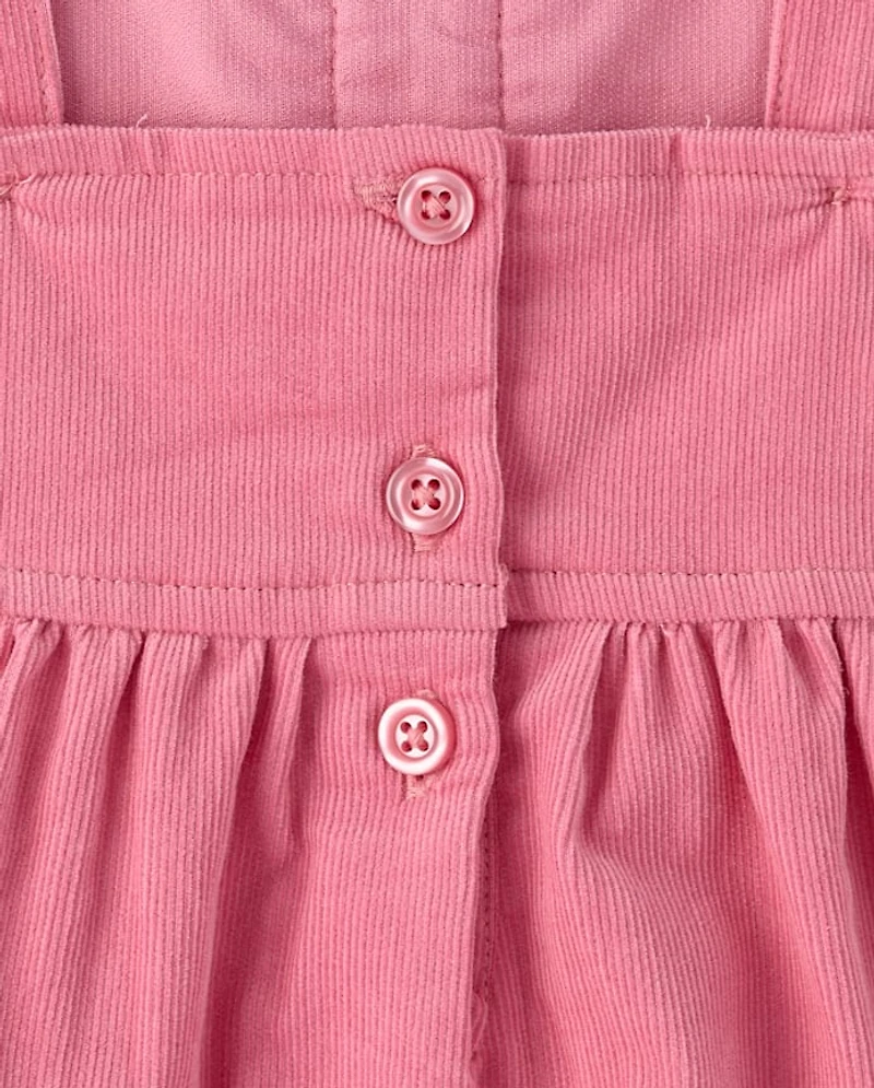 Girls Ruffle Heart Corduroy Jumper - Mon Cheri
