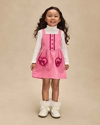 Girls Ruffle Heart Corduroy Jumper - Mon Cheri