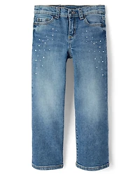 Jean large à strass pour fille - On Pointe