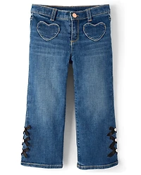 Girls Bow Wide Leg Jeans - Petit Paris