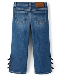 Girls Bow Wide Leg Jeans - Petit Paris