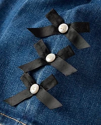 Girls Bow Wide Leg Jeans - Petit Paris