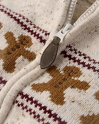 Boys Intarsia Gingerbread Zip Up Jacket - Royal Christmas