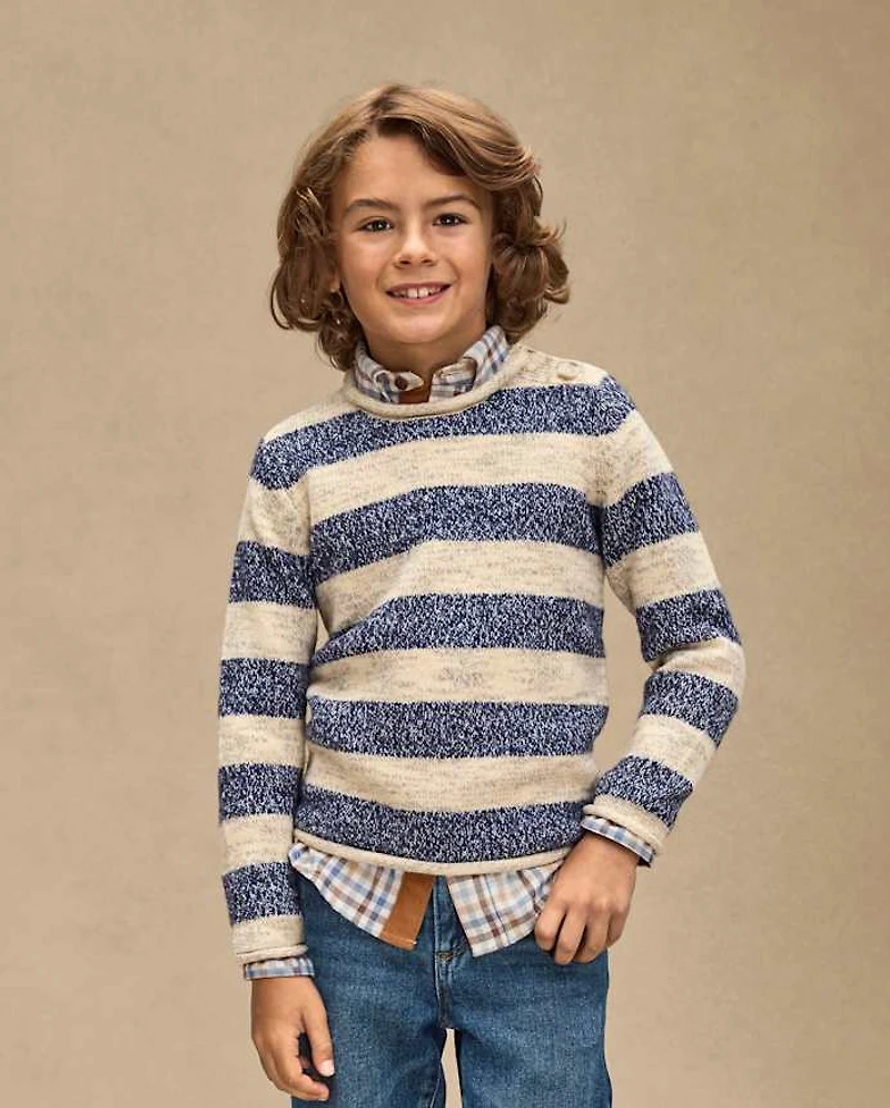 Kids Heathered Striped Sweater - First Frost