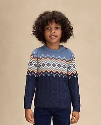 Boys Fairisle Cable Knit Sweater - First Frost