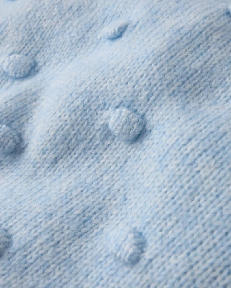 Girls Pointelle Bauble Sweater - First Frost