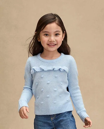 Girls Pointelle Bauble Sweater - First Frost