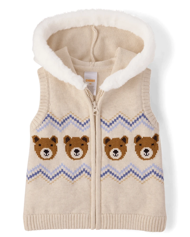Gilet zippé à motif ours pour filles - Première gelée