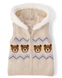Gilet zippé à motif ours pour filles - Première gelée