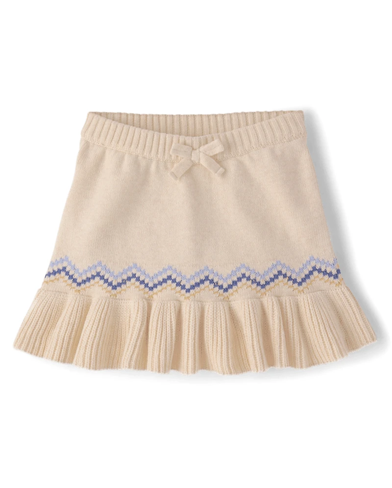 Girls Fairisle Peplum Sweater Skirt - First Frost