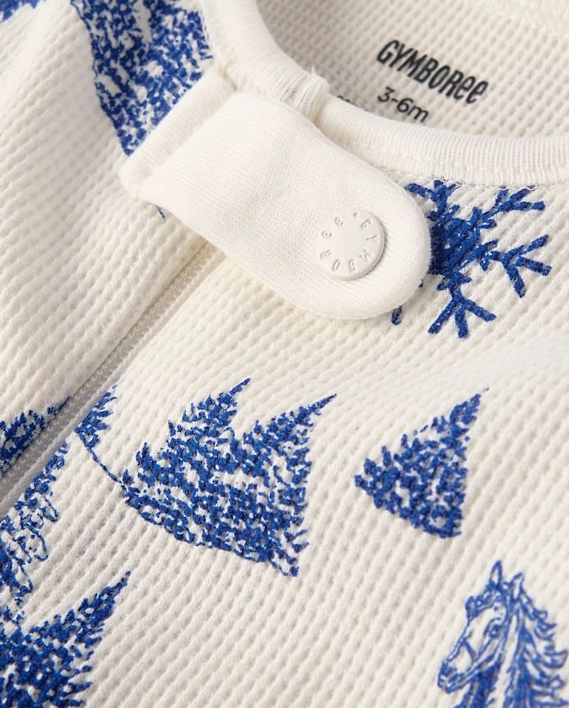 Baby Winter Toile Snug Fit Thermal Footed One Piece Pajamas