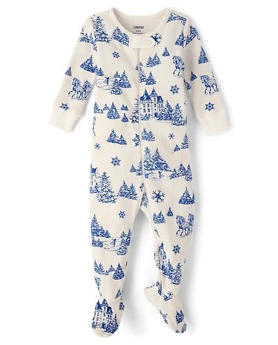 Baby Winter Toile Snug Fit Thermal Footed One Piece Pajamas