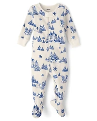 Baby Winter Toile Snug Fit Thermal Footed One Piece Pajamas