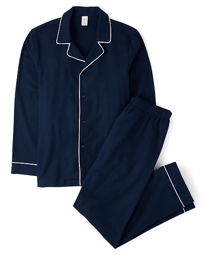 Mens Matching Family Contrast Flannel Pajamas