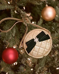 Girls Glitter Bow Round Bag - Royal Christmas