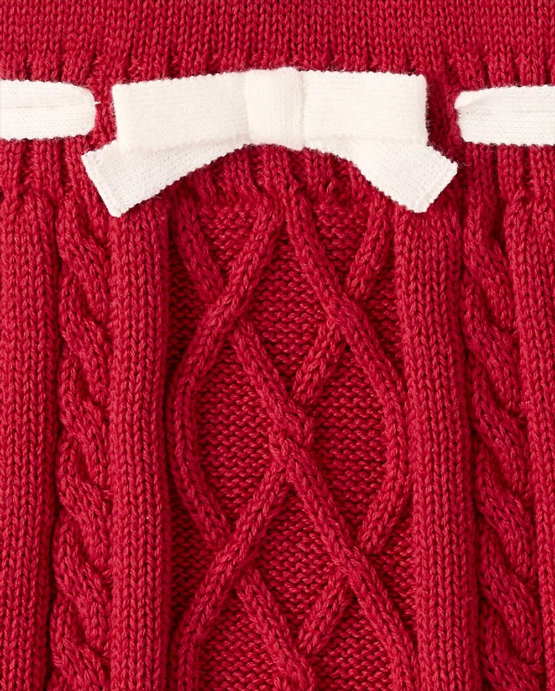 Girls Crochet Snowman Sweater Dress - Royal Christmas