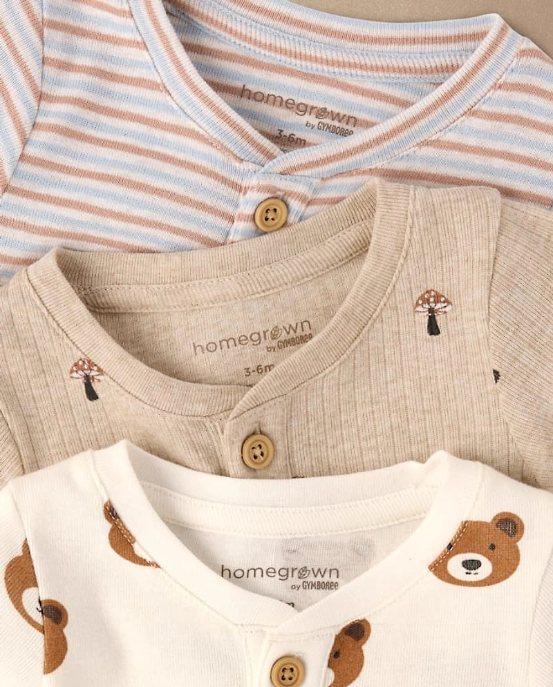 Baby Bear Henley Bodysuit 3-Pack