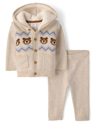 Baby Bear Fairisle Sweater 2-Piece Outfit Set