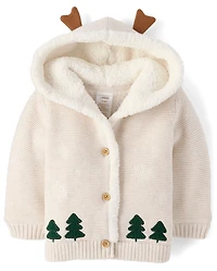 Gilet bébé en crochet à motif flocon de neige doublé sherpa - Homegrown by Gymboree