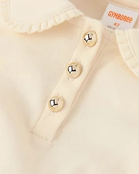 Girls Ribbed Peter Pan Top - Little Essentials