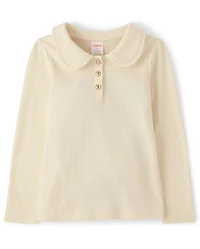 Girls Ribbed Peter Pan Top - Little Essentials