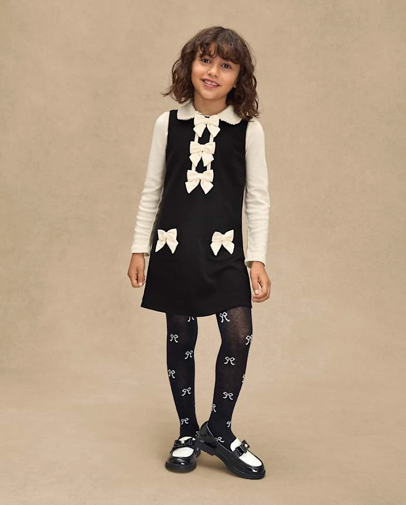 Girls Bow Ponte Shift Dress - Petit Paris