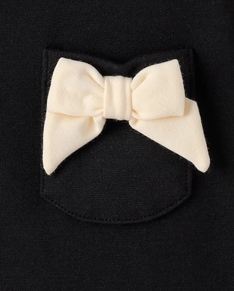 Girls Bow Ponte Shift Dress - Petit Paris