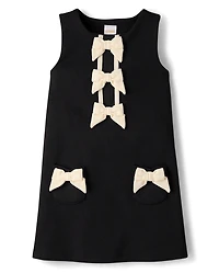 Girls Bow Ponte Shift Dress - Petit Paris