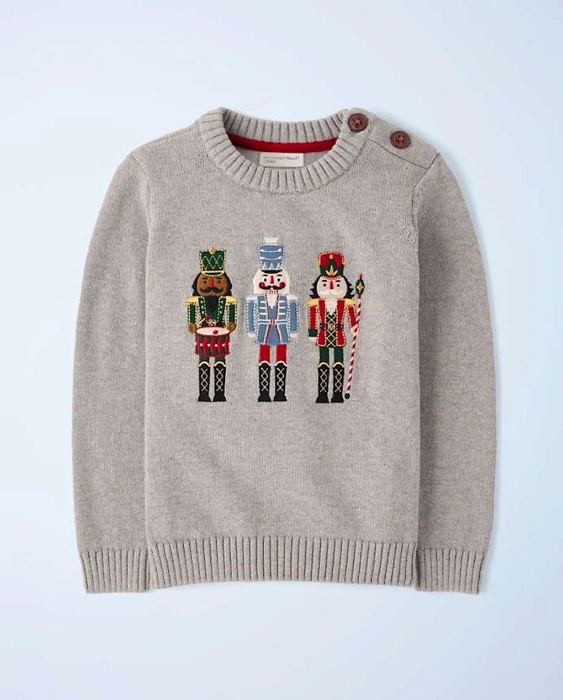 Boys Embroidered Nutcracker Sweater