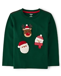 Boys Chenille Embroidered Holiday Top - Royal Christmas