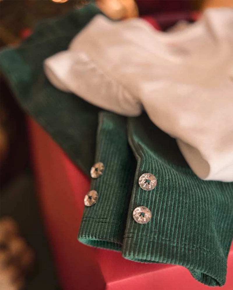 Girls Rhinestone High Rise Faux Cord Leggings - Royal Christmas