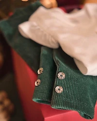 Girls Rhinestone High Rise Faux Cord Leggings - Royal Christmas