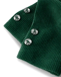 Girls Rhinestone High Rise Faux Cord Leggings - Royal Christmas