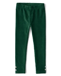 Girls Rhinestone High Rise Faux Cord Leggings - Royal Christmas