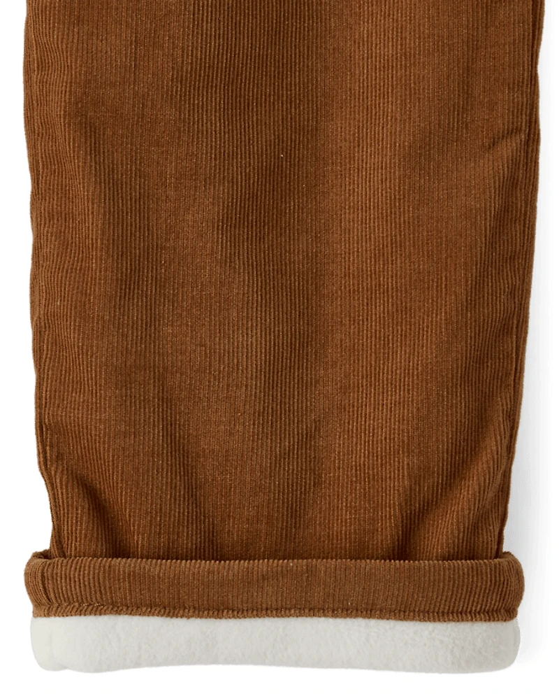 Boys Microfleece Lined Corduroy Pull On Pants - Little Essentials