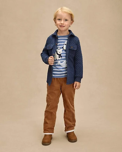 Boys Microfleece Lined Corduroy Pull On Pants - Little Essentials