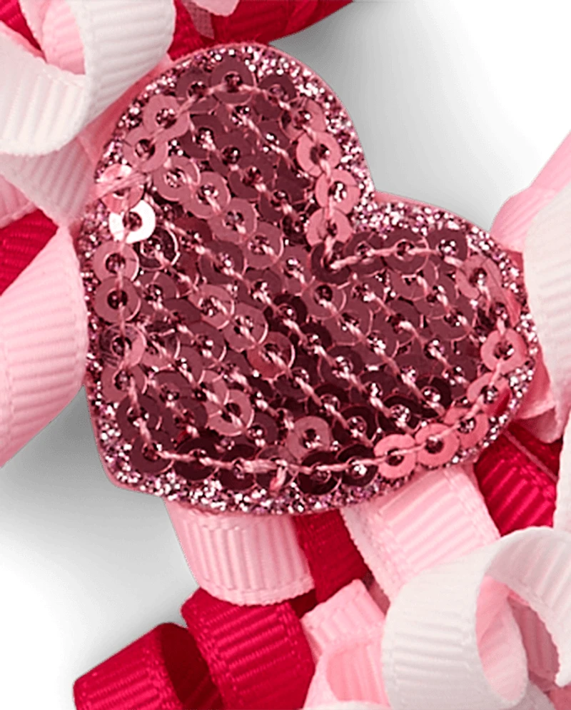 Girls Heart Bow Hair Clip 3-Pack - Mon Cheri
